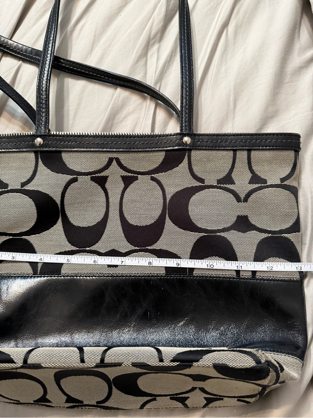 Coach  Black and Gray Signature Canvas Tote - Picture 9 of 10